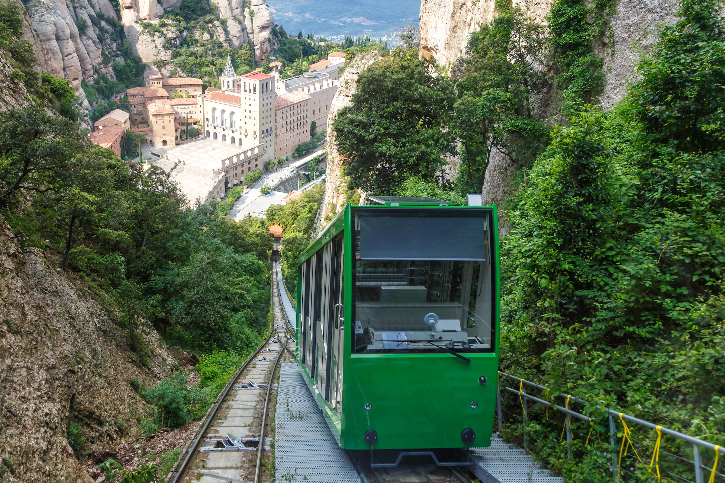 Cremallera rack railway on the way to Montserrat